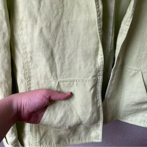 Talbots Petites Vintage Irish Linen Open Blazer Jacket 16P Minimal Office Career - Picture 5 of 8